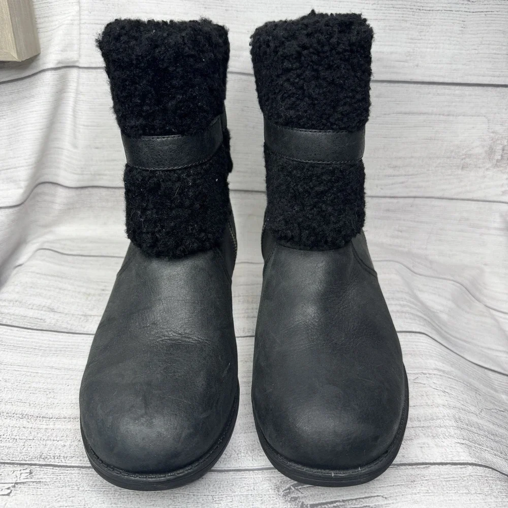 UGG Women's Blayre II Sheepskin and Water-Resistant Leather Size 9 Boots Black
